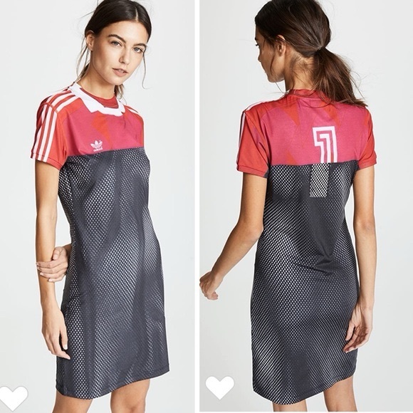 ADIDAS X ALEXANDER WANG Red Black Photocopy Pixelated Mini Dress Shirt Dress XS - Picture 15 of 15